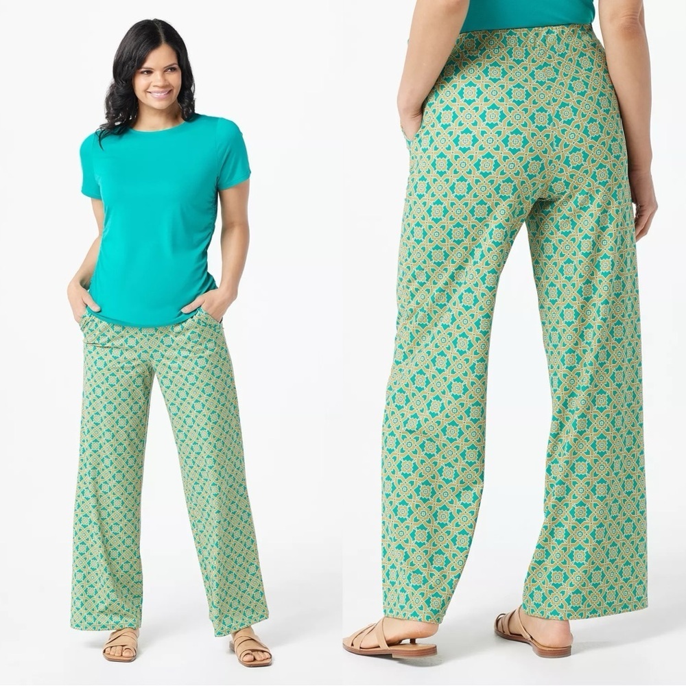AmberNoon II Dr. Erum IIyas SunKnit Printed Wide Leg Pants